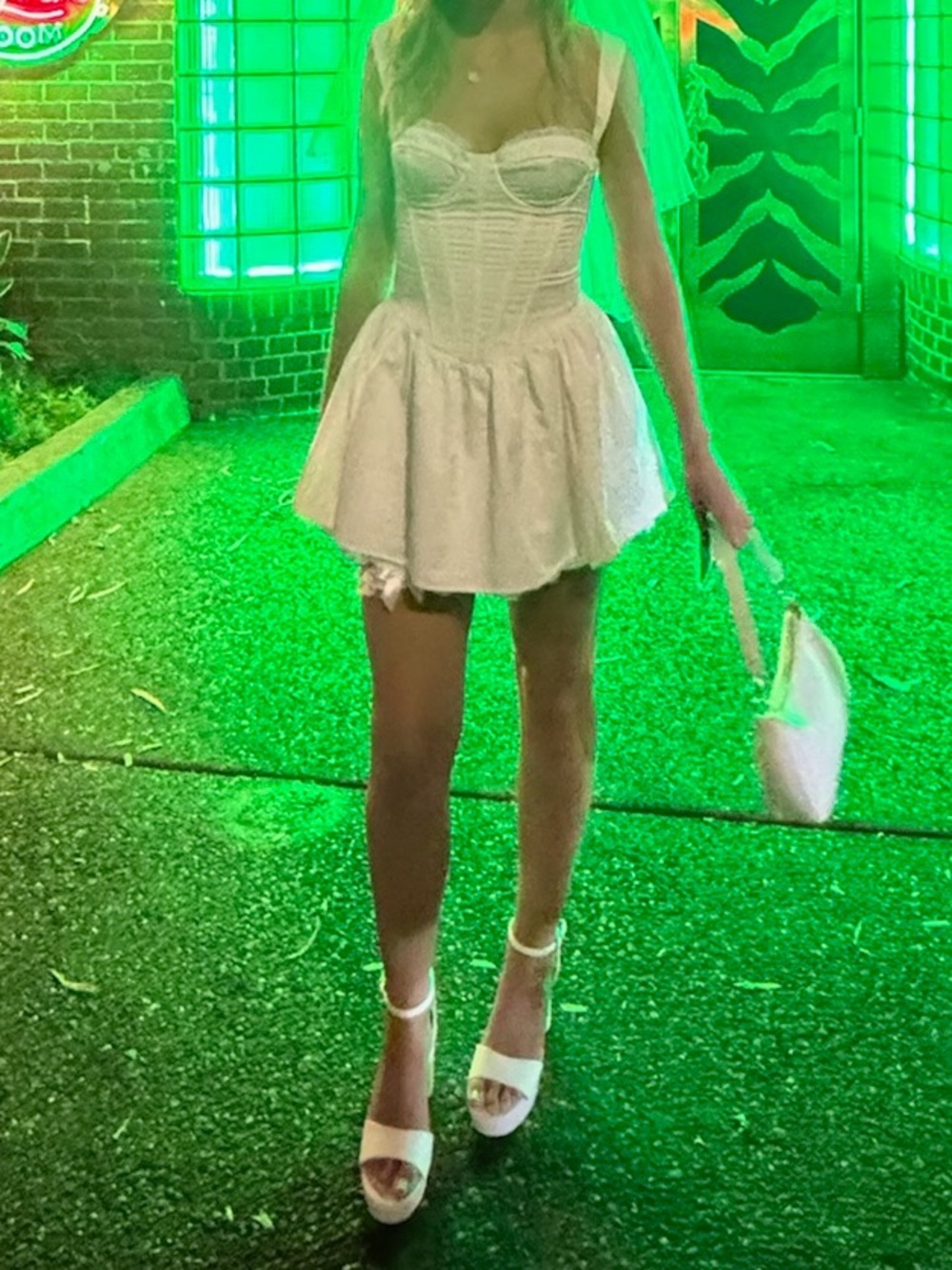 White fox Deja vu corset mini dress